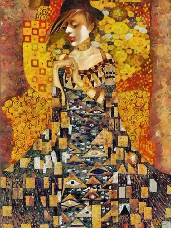 Meian Klimt Inspired 11CT Cross Stitch Embroidery Kit - DIY Needlework Set with Printed Canvas and Cotton Threads for Home Decor - ToylandEU