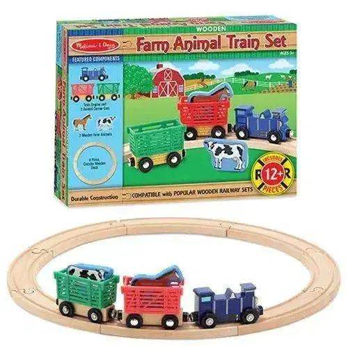 Melissa And Doug Farm Animal Train Set Wooden Railway - ToylandEU