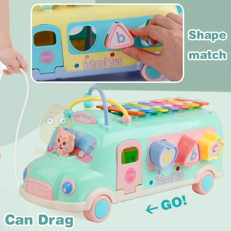 Melodic Music Bus Toy: Xylophone, Piano & Bead Blocks for Kids - ToylandEU