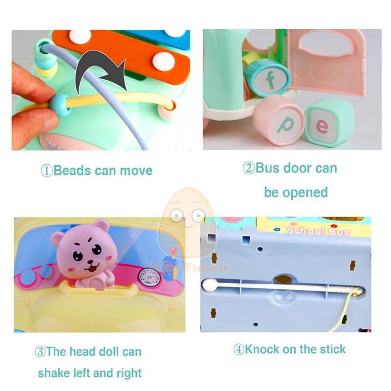 Melodic Music Bus Toy: Xylophone, Piano & Bead Blocks for Kids - ToylandEU