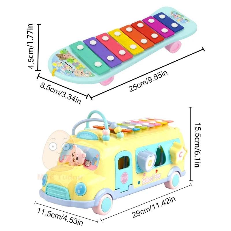 Melodic Music Bus Toy: Xylophone, Piano & Bead Blocks for Kids - ToylandEU