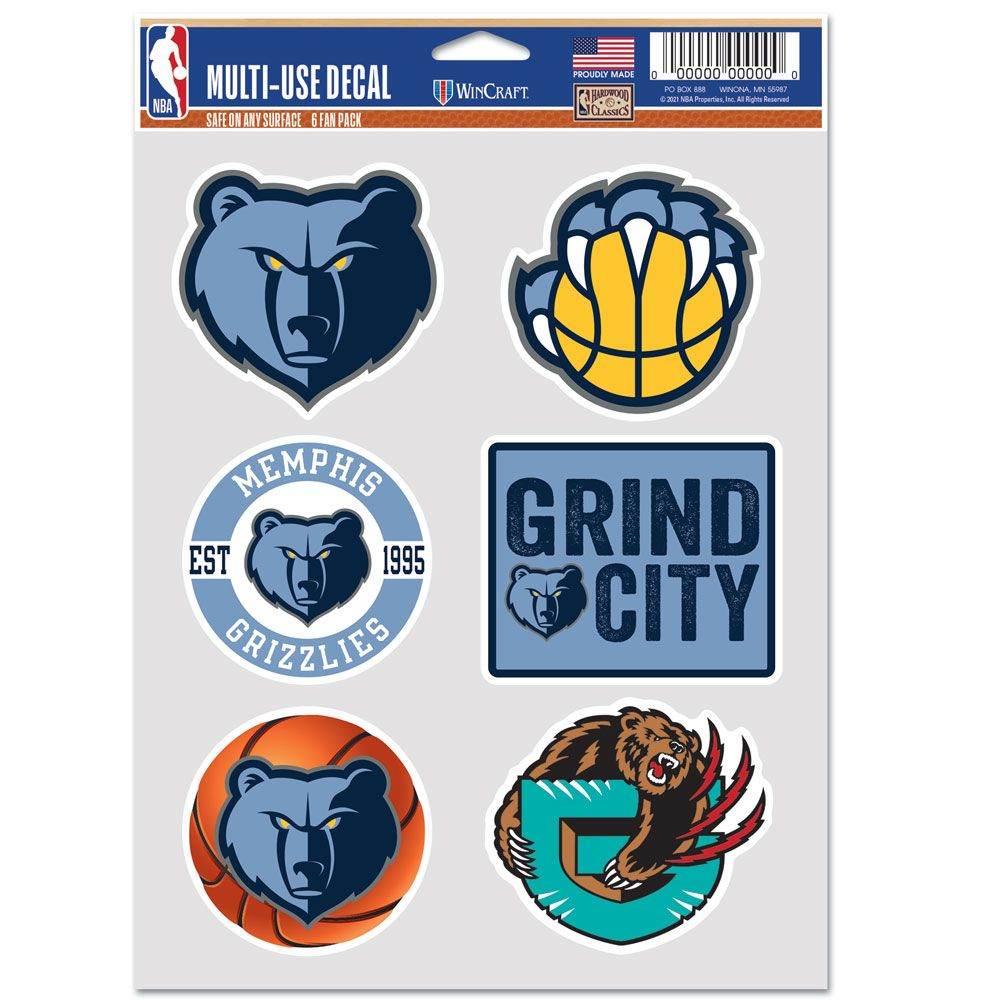 Memphis Grizzlies Fan Decal Pack 6 Multi Use Official - ToylandEU