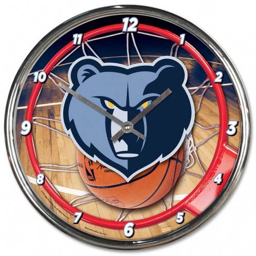 Memphis Grizzlies Round Wall Clock Chrome Finish 12 Inch - ToylandEU