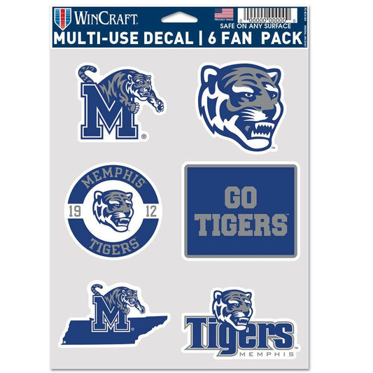 Memphis Tigers Decal 6 Pack Multi Use Fan Stickers - ToylandEU