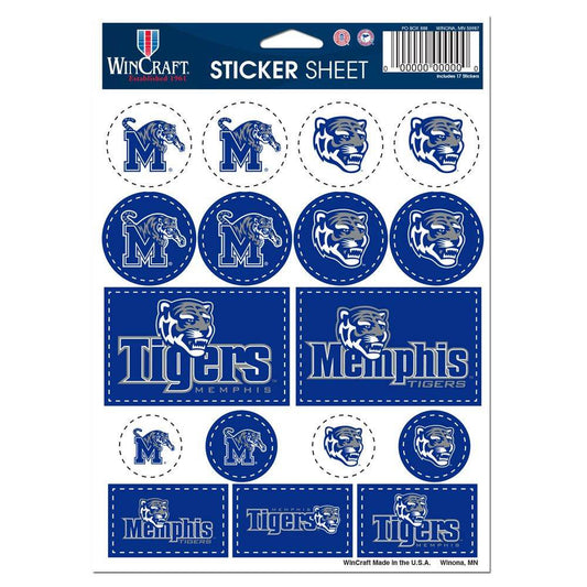 Memphis Tigers Decal Sheet 5x7 Vinyl Sticker Pack Set - ToylandEU
