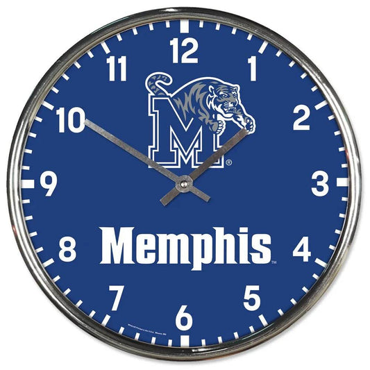 Memphis Tigers Round Chrome Wall Clock 12 Inch Display - ToylandEU