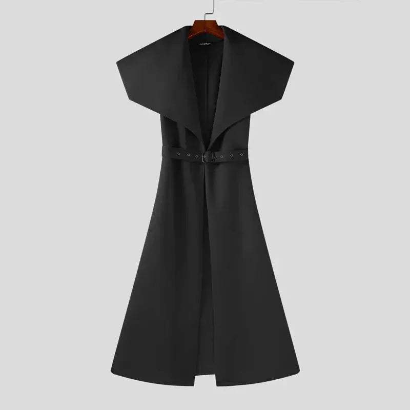 Men's Trench Cardigan With Belt For Casual Streetwear - ToylandEU