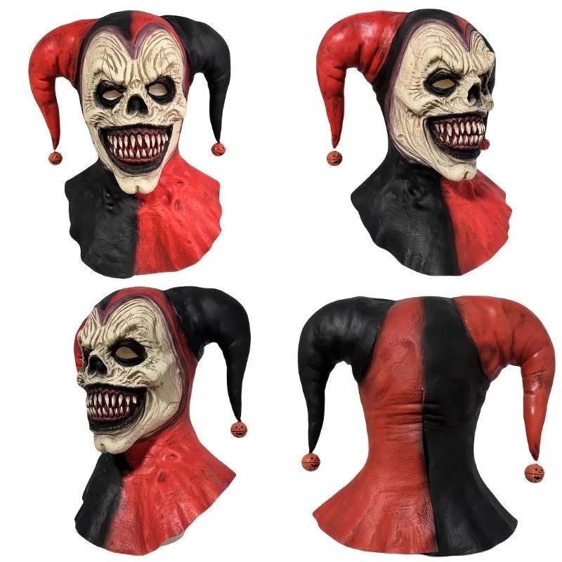 Menacing Clown Mask With Horns Bleeding Skull For Halloween - ToylandEU