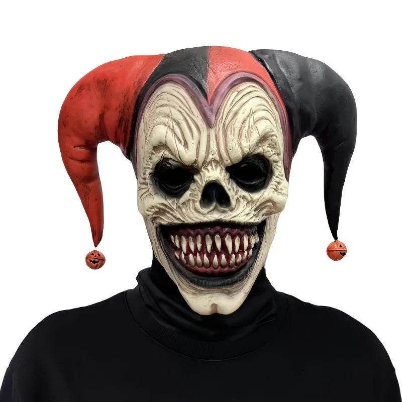Menacing Clown Mask With Horns Bleeding Skull For Halloween - ToylandEU