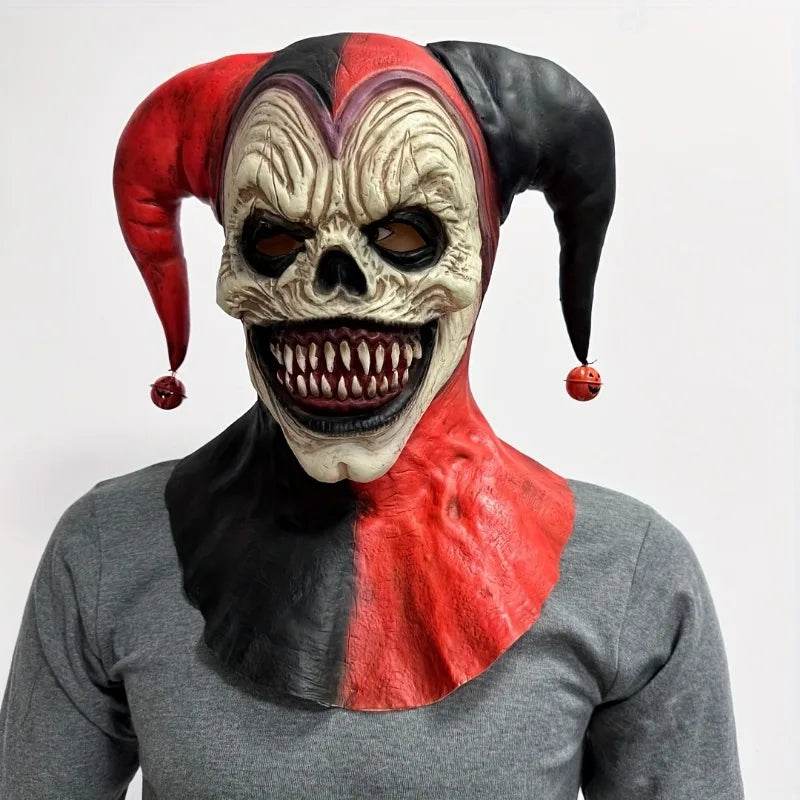 Menacing Clown Mask With Horns Bleeding Skull For Halloween - ToylandEU