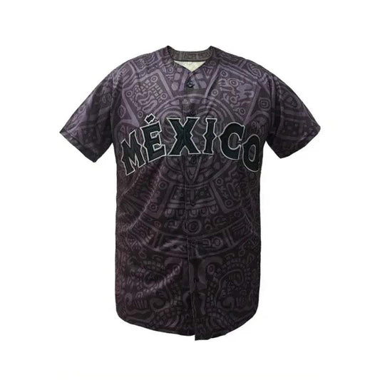 Men's Baseball Jersey Short Sleeve with "MEXICO" Embroidery Breathable Loose Fit for Casual Parties, Sports & Outdoor Activities - ToylandEU