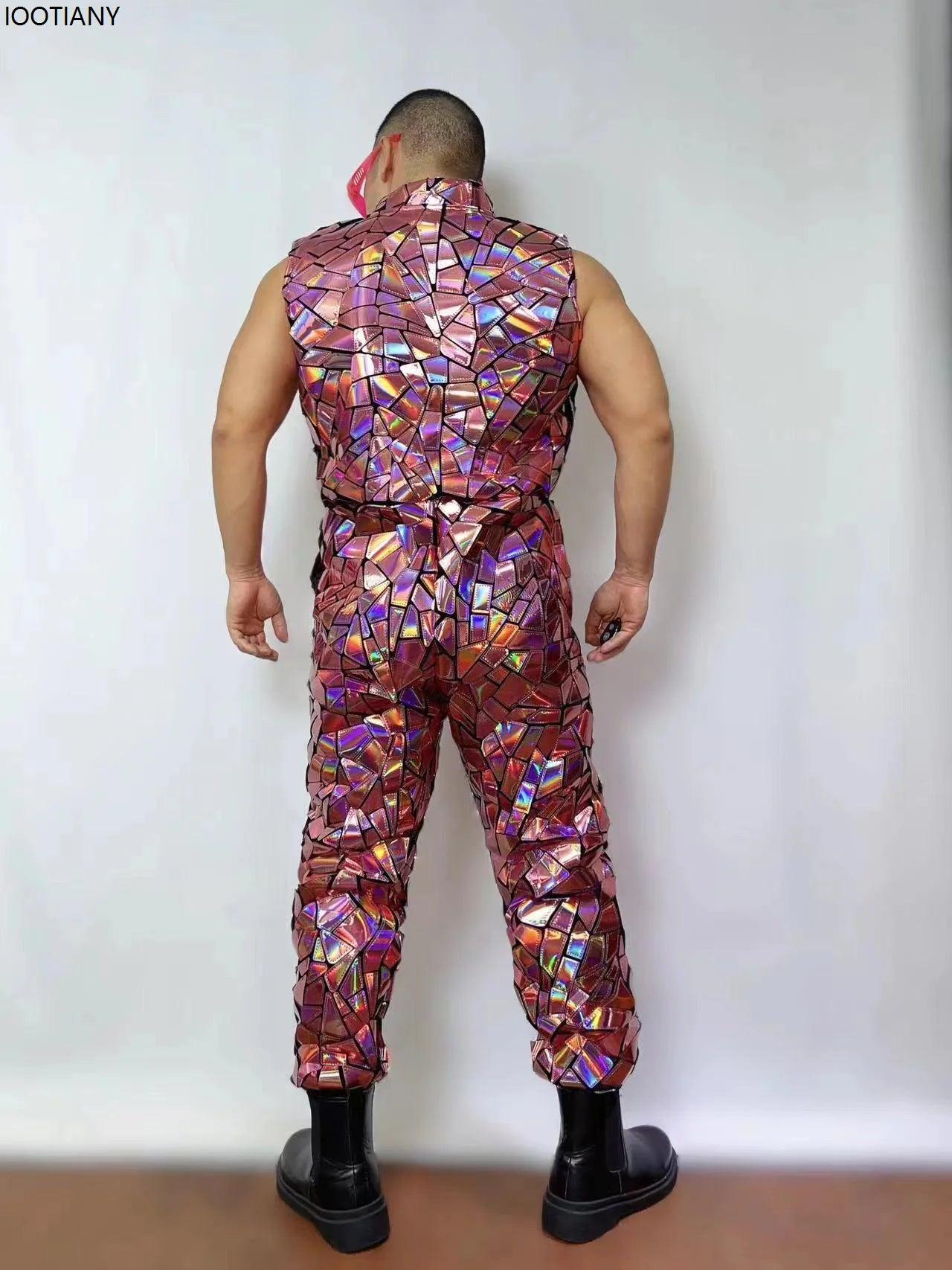 Mens LaserMirror Jumpsuit|Sequin Bodysuit|Toylandeu™