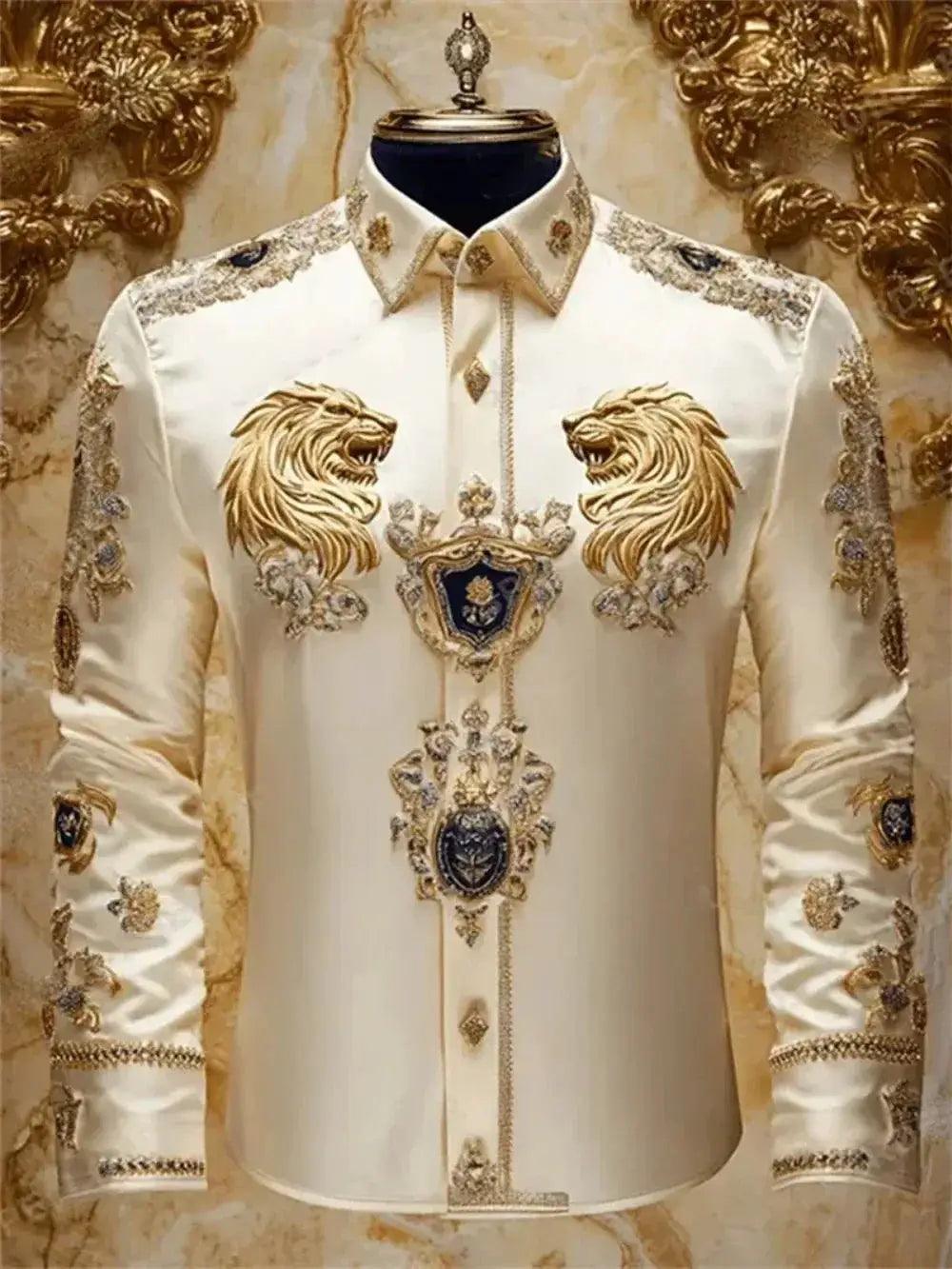 Mens Long Sleeve Lapel Shirt Luxury Print Plus Size -  ToylandEU™