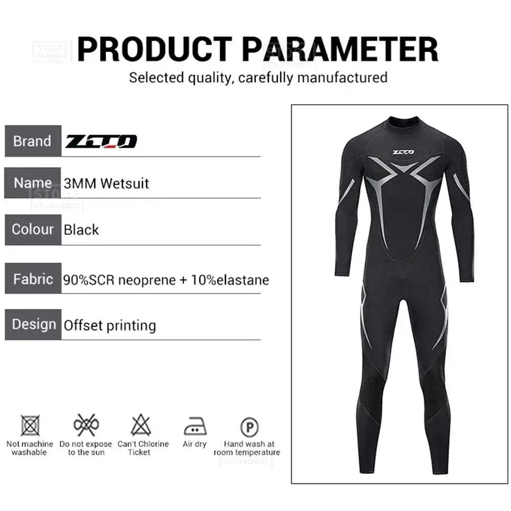 Mens Neoprene 3mm Wetsuit for Surfing and Diving Comfort - ToylandEU