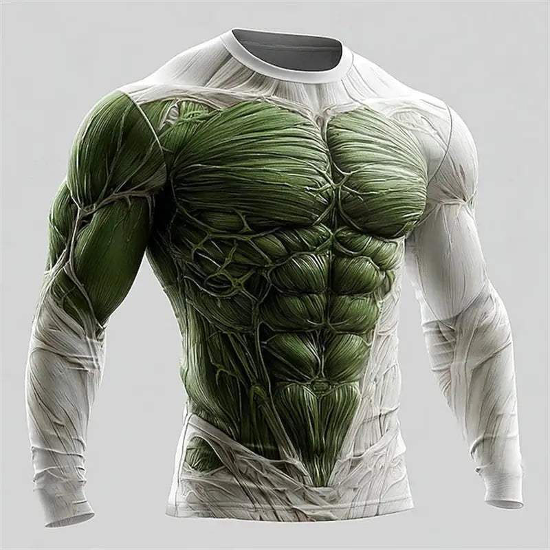  Mens Quick Dry Muscle Texture Print T Shirt Long Sleeve -  ToylandEU™