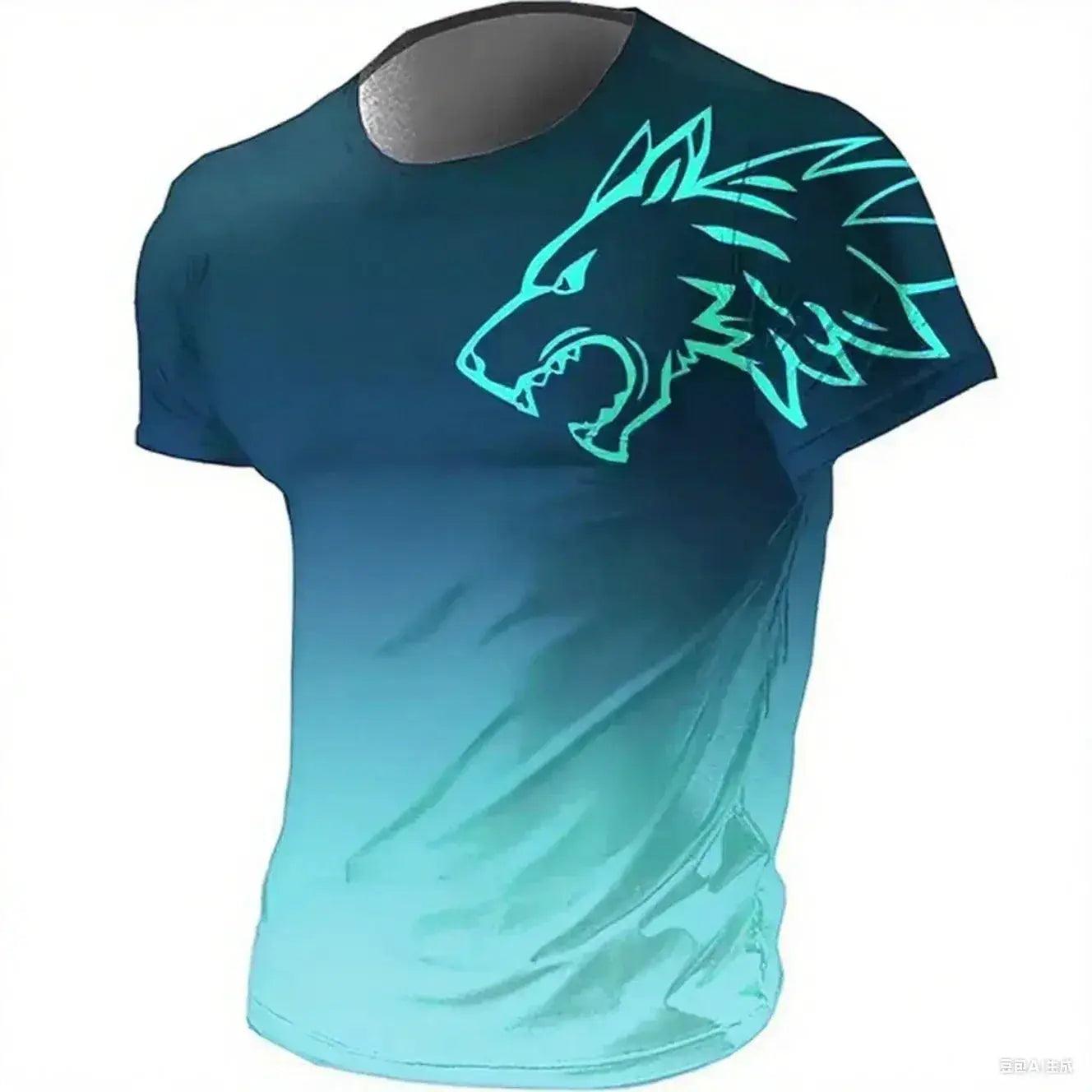  Mens T Shirt Quick Dry 3D Gradient Wolf Pro -  ToylandEU™