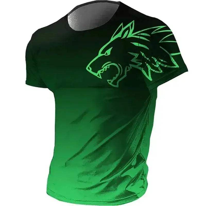 Mens T Shirt Quick Dry 3D Printed Gradient Wolf Pro - ToylandEU