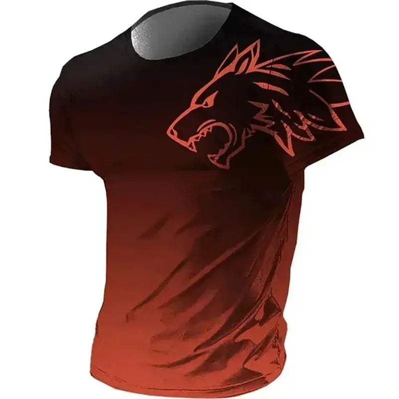 Mens T Shirt Quick Dry 3D Printed Gradient Wolf Pro - ToylandEU