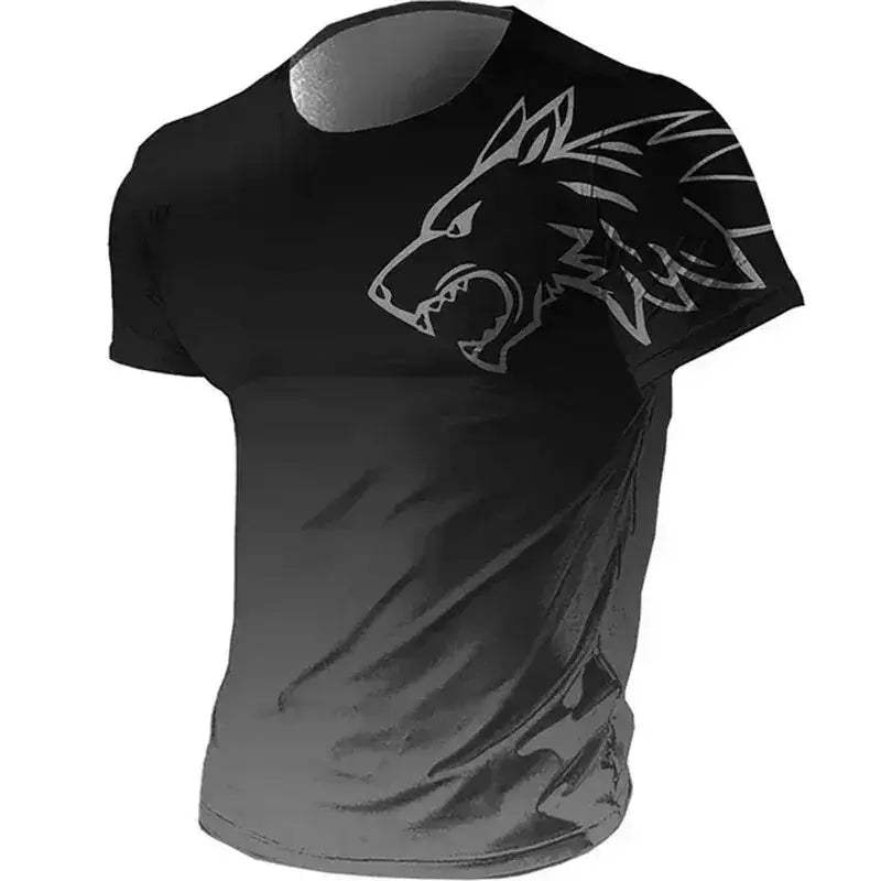 Mens T Shirt Quick Dry 3D Printed Gradient Wolf Pro - ToylandEU