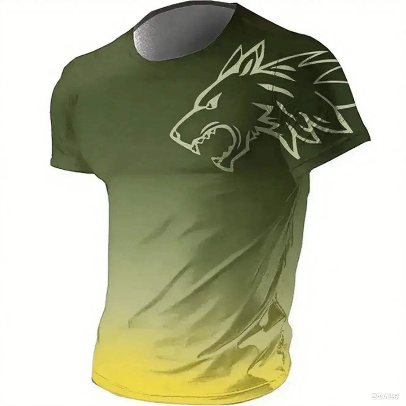 Mens T Shirt Quick Dry 3D Printed Gradient Wolf Pro - ToylandEU