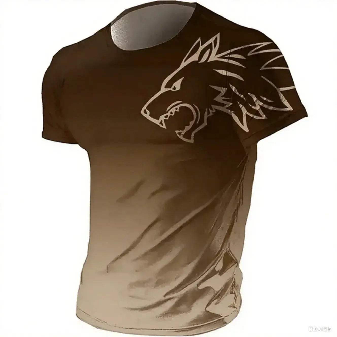 Mens T Shirt Quick Dry 3D Printed Gradient Wolf Pro - ToylandEU