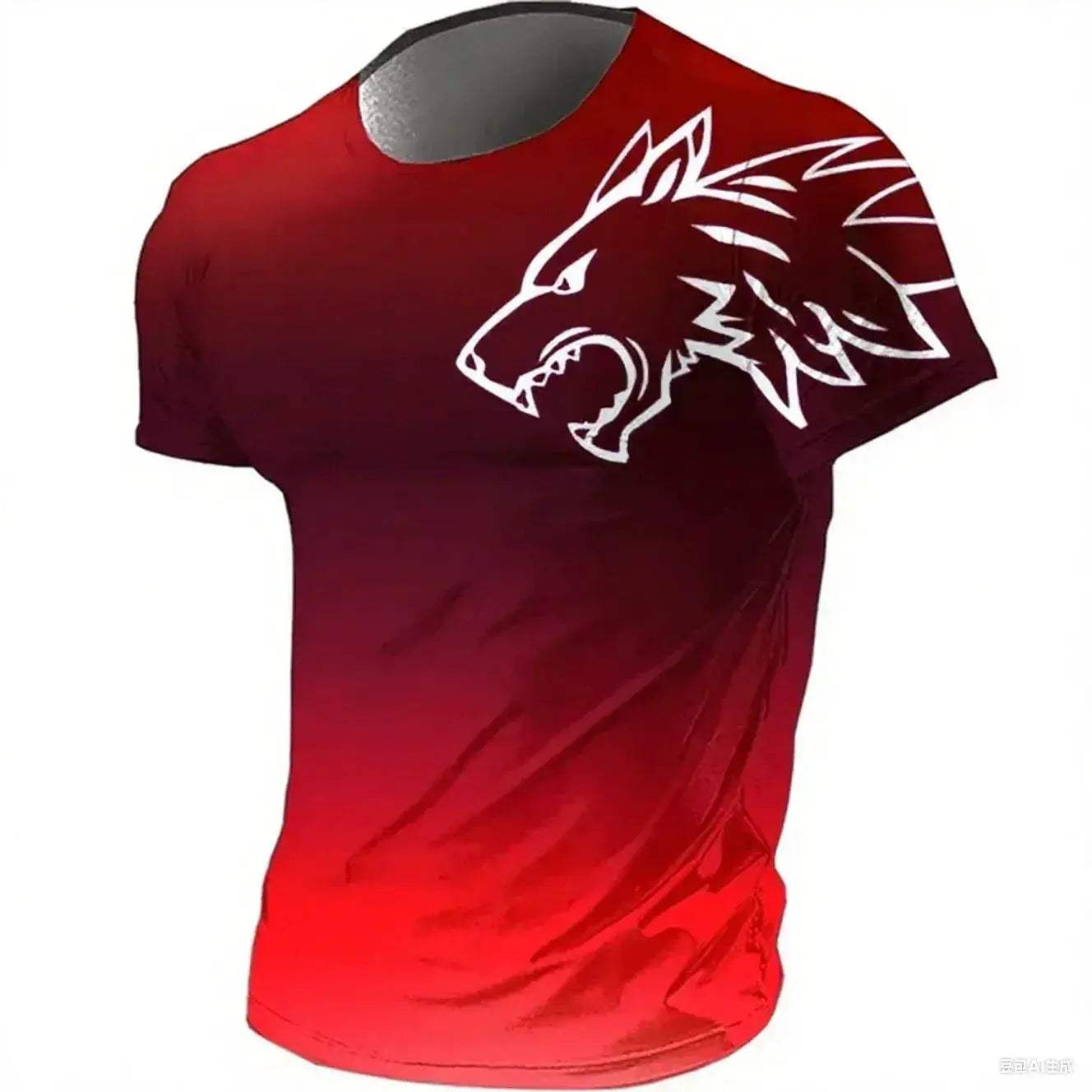 Mens T Shirt Quick Dry 3D Printed Gradient Wolf Pro - ToylandEU
