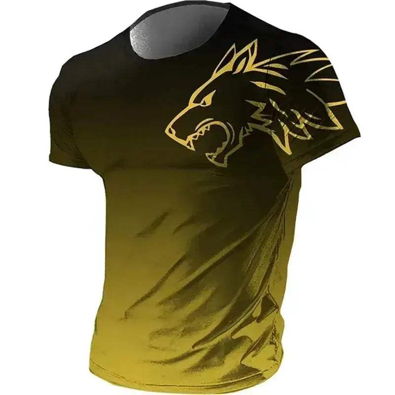 Mens T Shirt Quick Dry 3D Printed Gradient Wolf Pro - ToylandEU