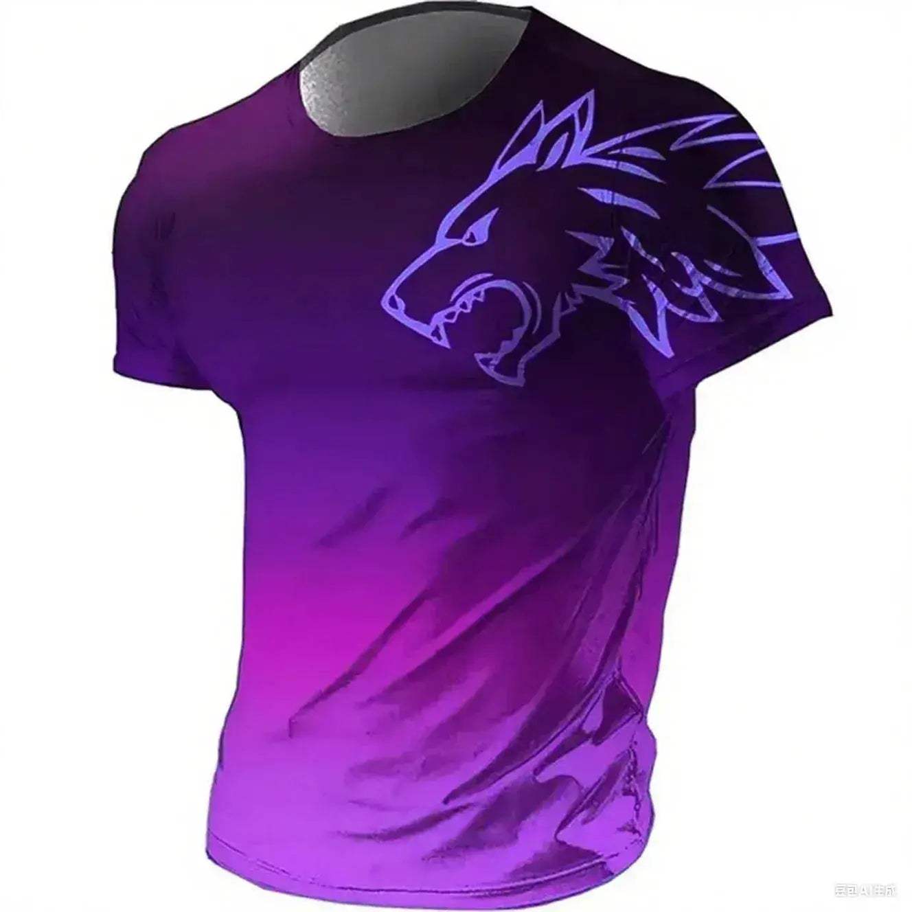 Mens T Shirt Quick Dry 3D Printed Gradient Wolf Pro - ToylandEU