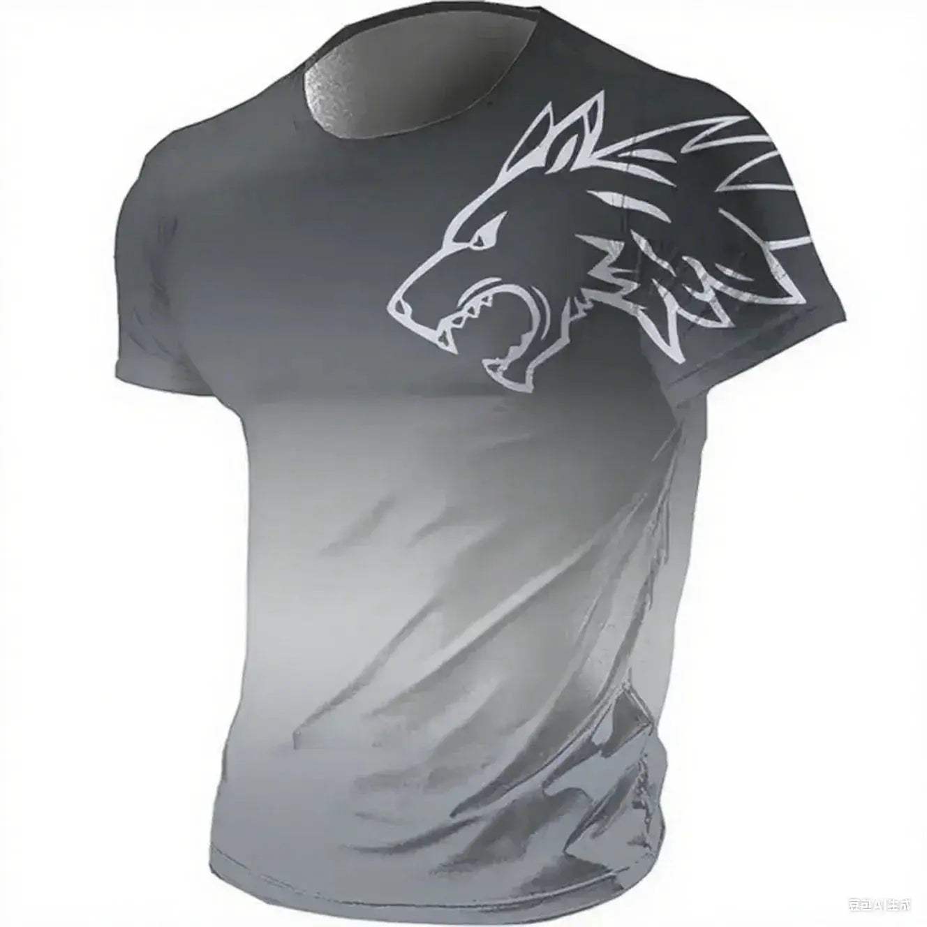 Mens T Shirt Quick Dry 3D Printed Gradient Wolf Pro - ToylandEU