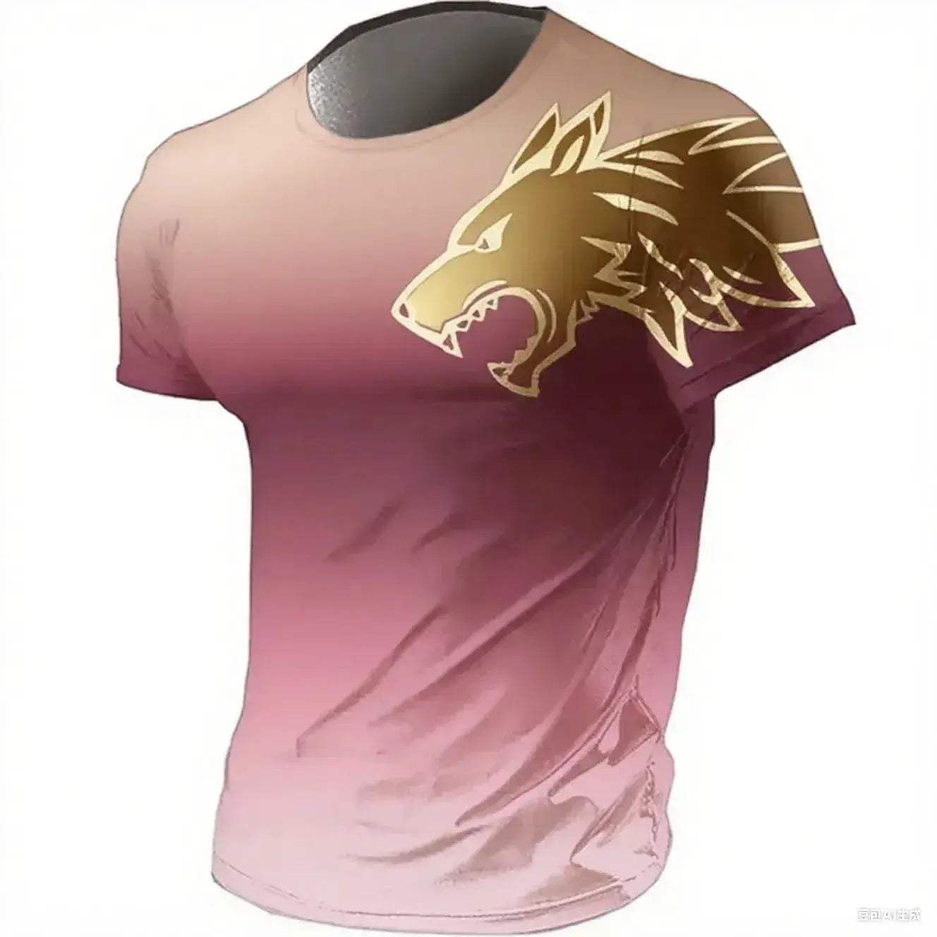 Mens T Shirt Quick Dry 3D Printed Gradient Wolf Pro - ToylandEU