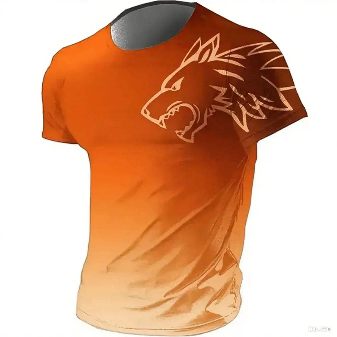Mens T Shirt Quick Dry 3D Printed Gradient Wolf Pro - ToylandEU