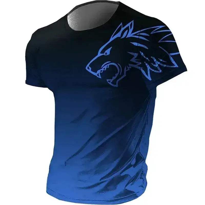 Mens T Shirt Quick Dry 3D Printed Gradient Wolf Pro - ToylandEU