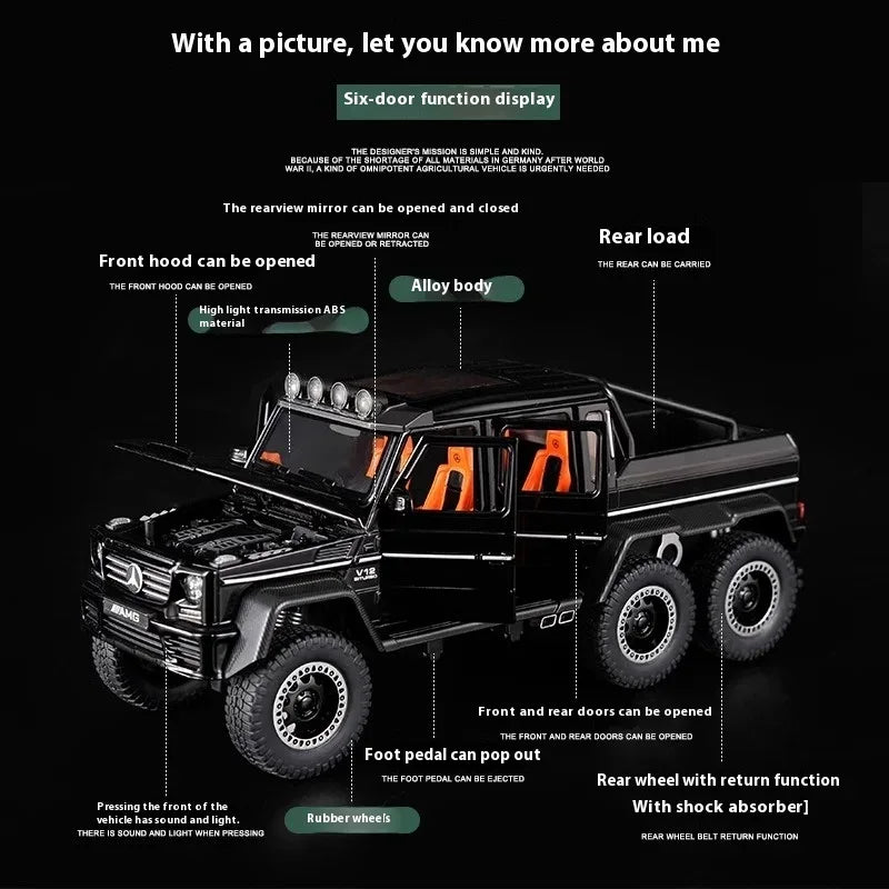 Mercedes-Benz 1:20 Scale G63 6x6 Off Road Diecast Metal Model with Sound and Light - ToylandEU