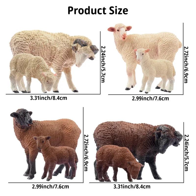  Merino Sheep Figures 8 Pieces PVC Figures Toylandeu™ 