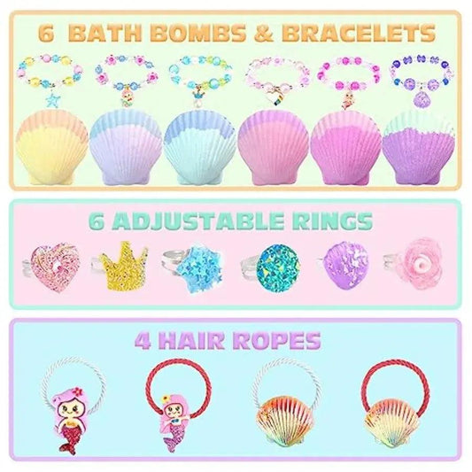  Mermaid Bath Bombs 6 Shell Bombs Inside Set -  ToylandEU™