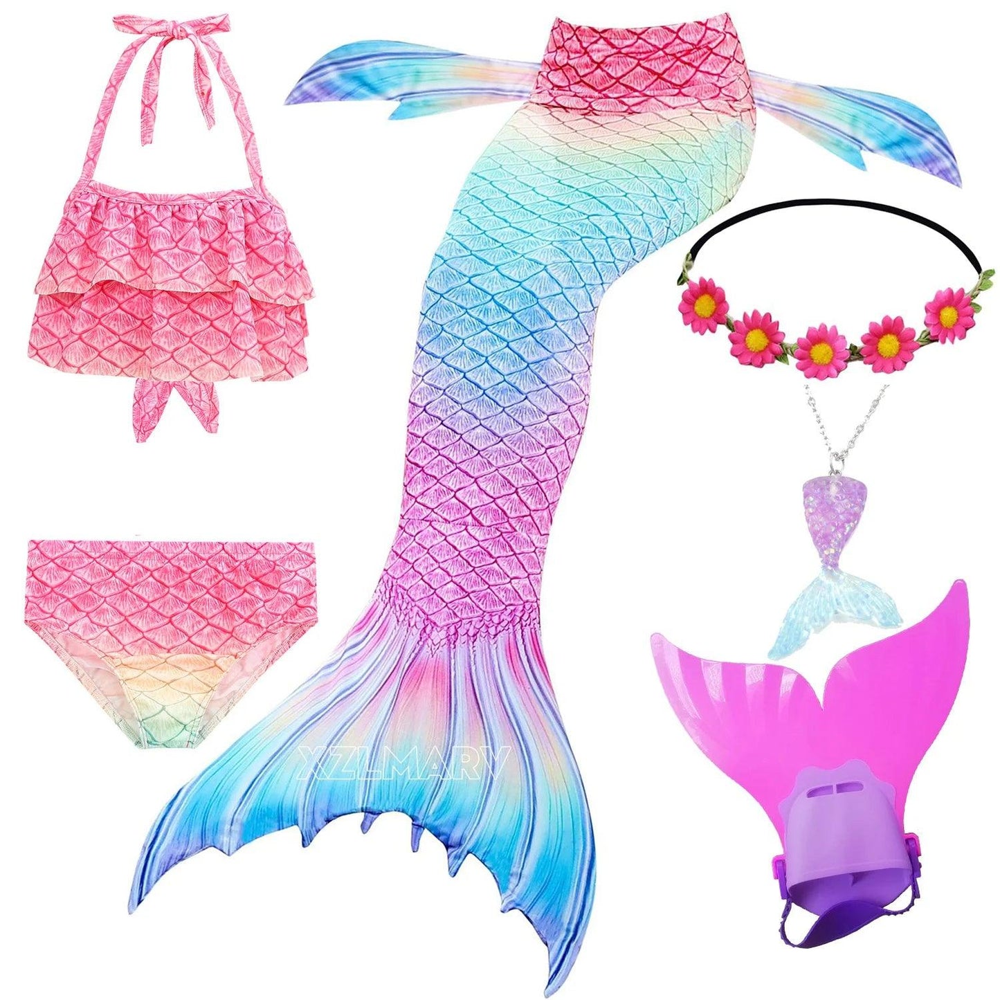  Mermaid Costume For Girls Cosplay Ready Tail Monofin -  ToylandEU™