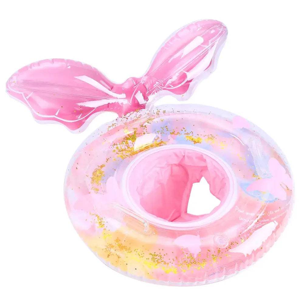 2026 INS Viral Kids Swimming Ring Sequin Petal Mermaid Armpit Seat Float With Sunshade For Baby Toddler Pool Water Play - ToylandEU