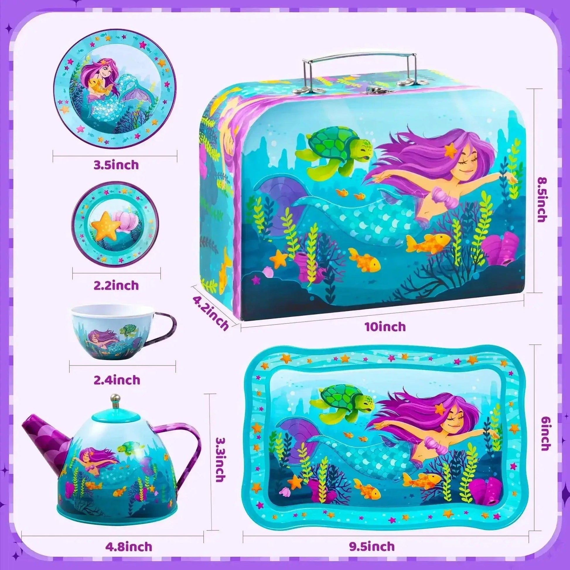  Mermaid Tea Set for Kids Pretend Play Kit Durable -  ToylandEU™