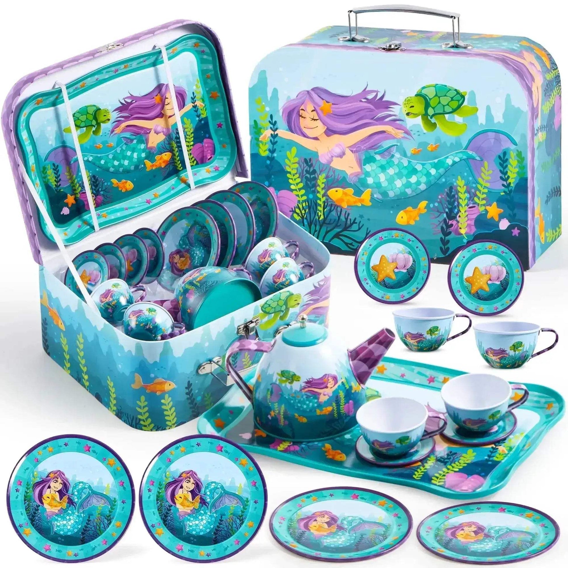 Mermaid Themed Kids Tea Set for Pretend Play Party - ToylandEU