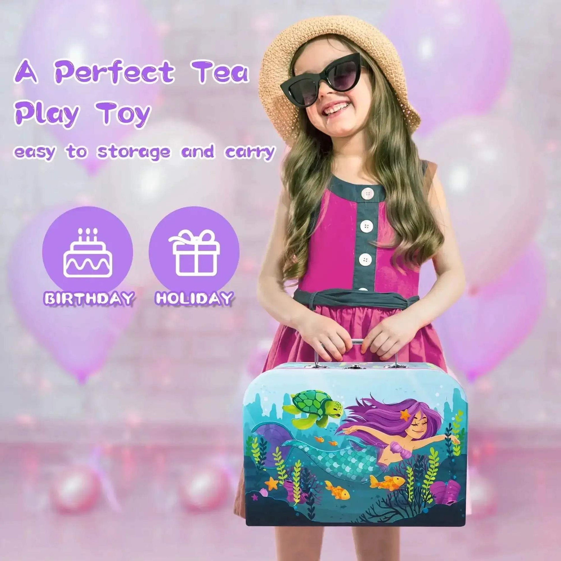 Mermaid Themed Kids Tea Set for Pretend Play Party - ToylandEU