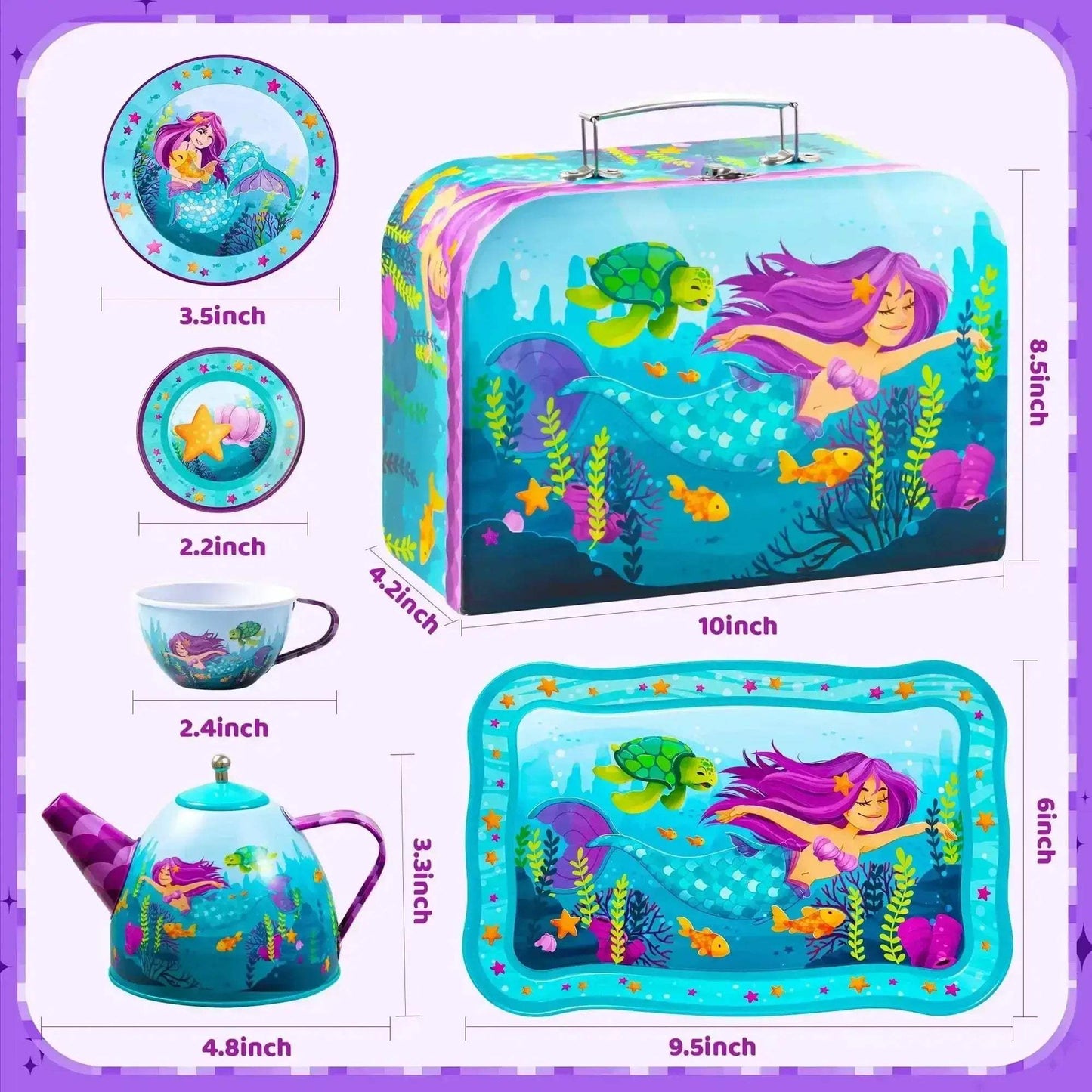 Mermaid Themed Kids Tea Set for Pretend Play Party - ToylandEU