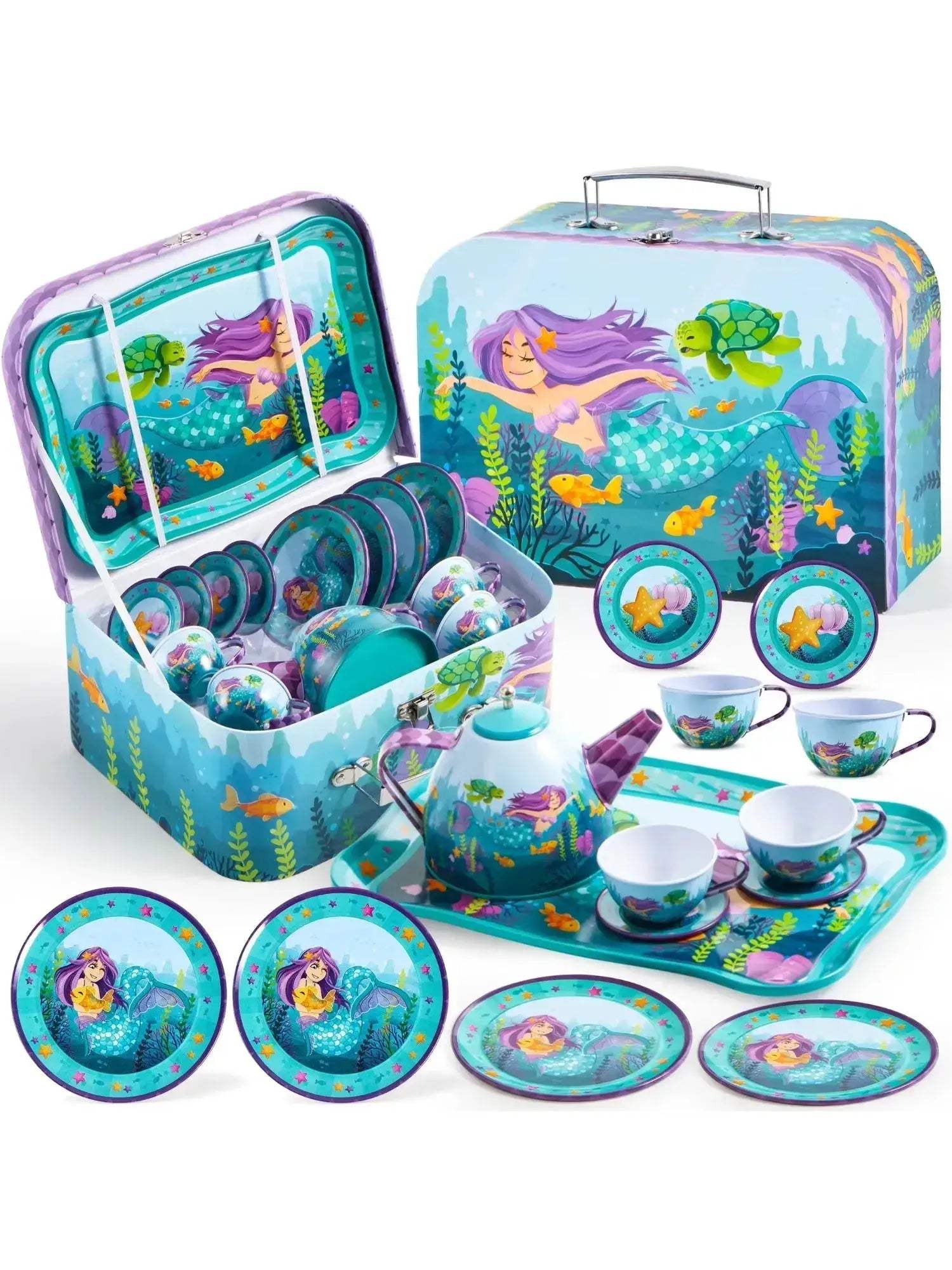 Mermaid Themed Kids Tea Set for Pretend Play Party - ToylandEU