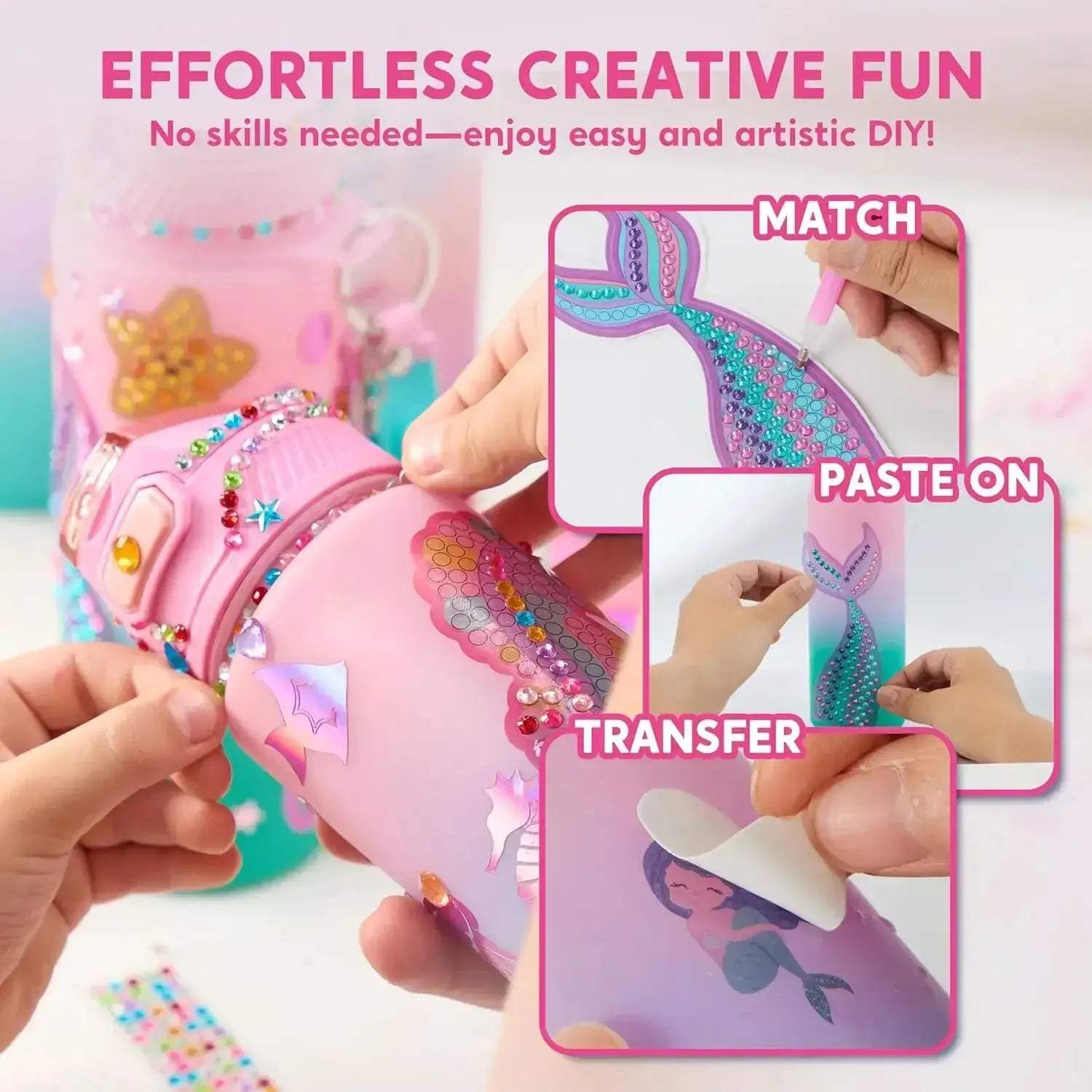 Mermaid Water Bottle Decorating Kit For Girls DIY Gems - ToylandEU