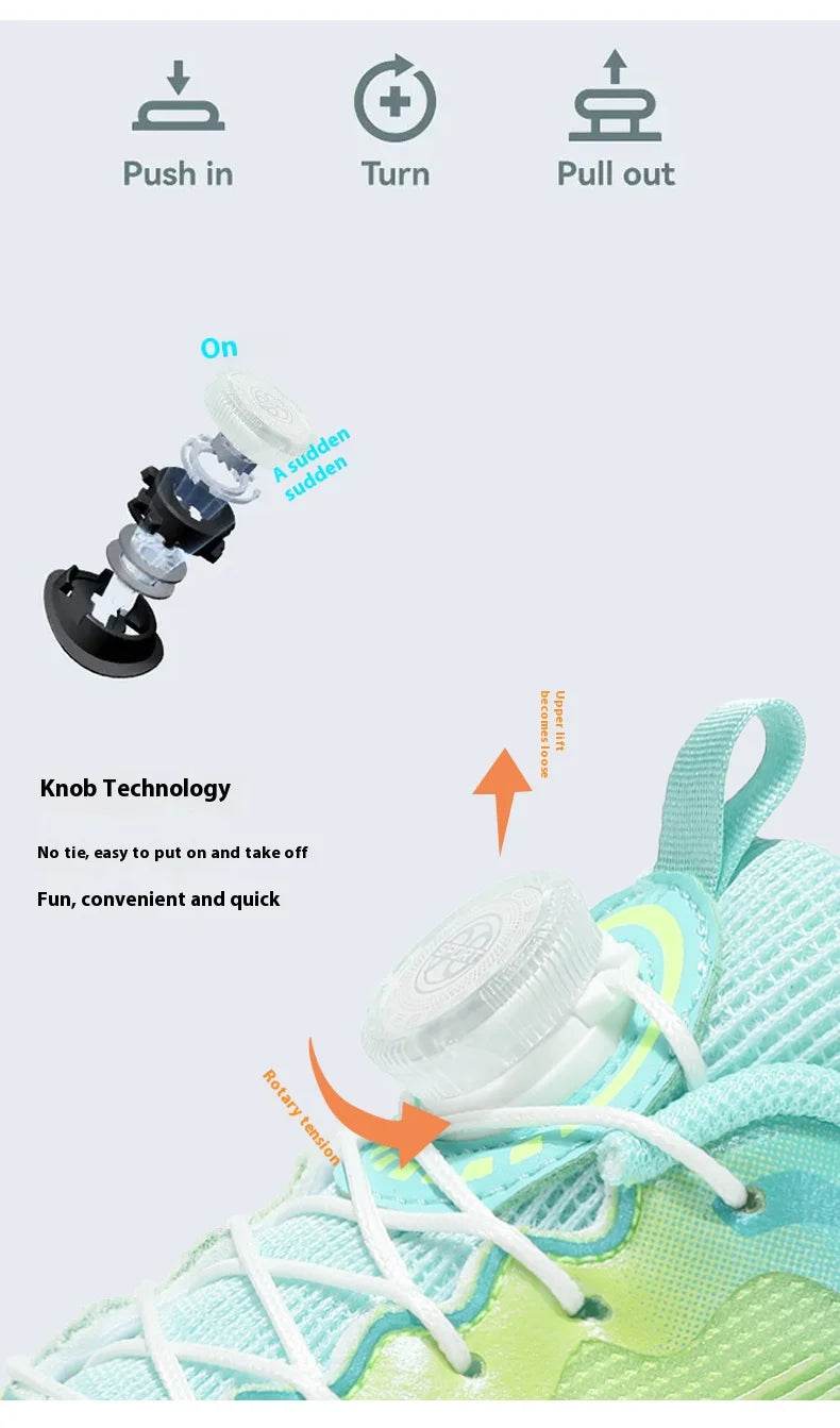Mesh Breathable Running Shoes For Boys With Kids Buttons - ToylandEU
