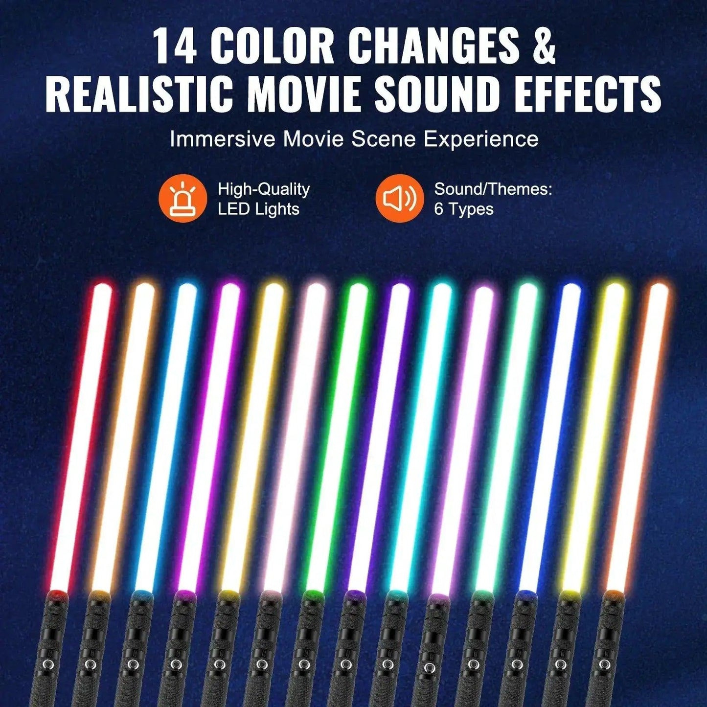  Metal Lightsaber Dueling Saber 14 RGB Colors FX Sound -  ToylandEU™