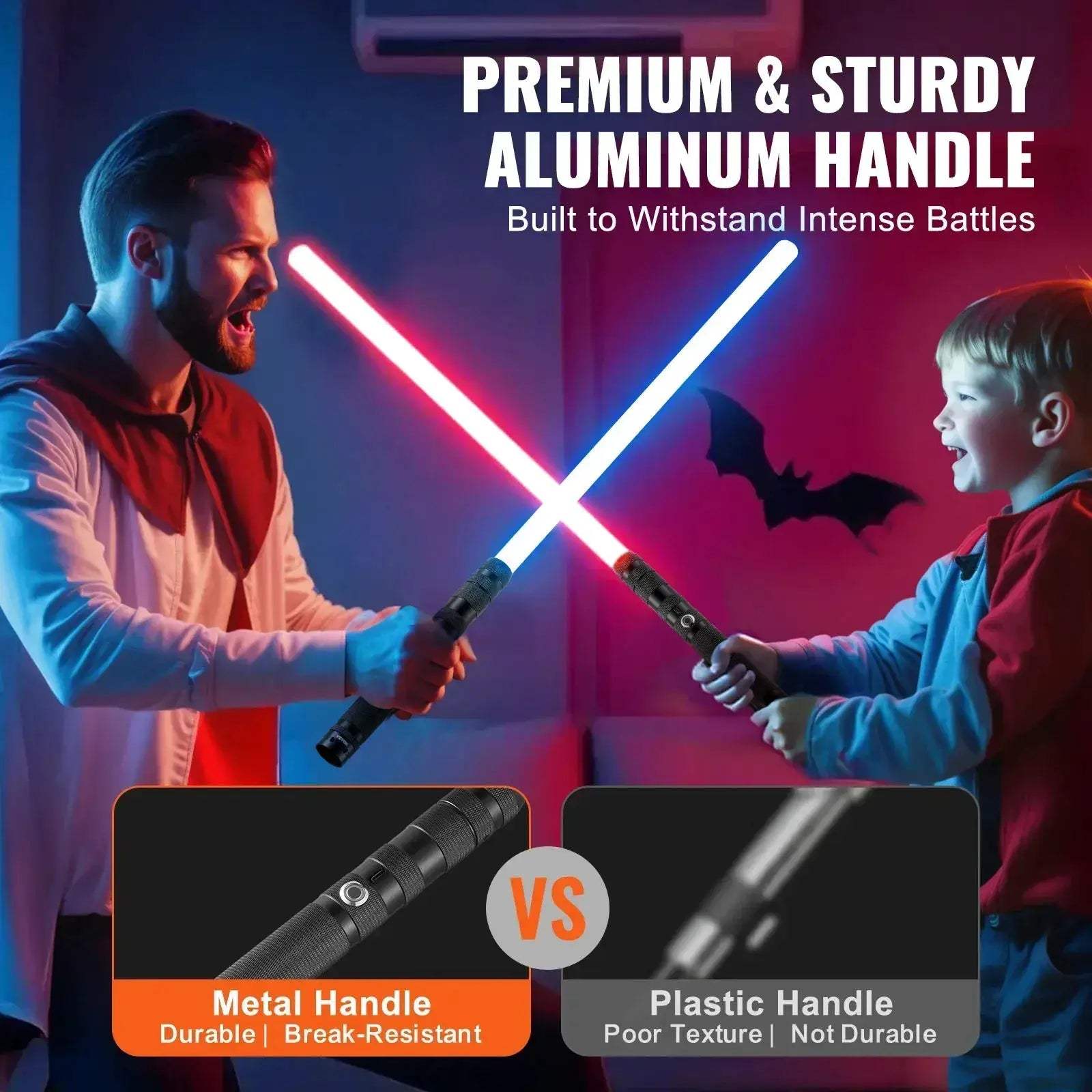 Metal Lightsaber Dueling Saber With 14 RGB Colors FX Sound - ToylandEU