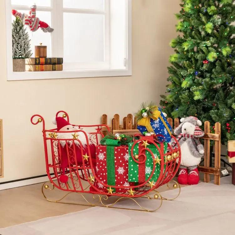 Metal Santa Sleigh | 39-Inch Red Gold | Toylandeu™
