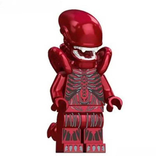 Alien Xenomorph metalic Pink & Red Lego Compatible Minifigure - Minifigure Toys
