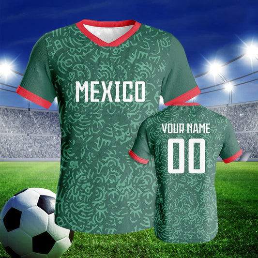 Mexico Soccer Jersey Quick-Dry Knit Football Shirt Custom Name And Number Unisex Team Apparel - ToylandEU