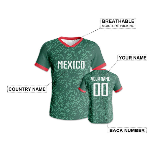 Mexico Soccer Jersey Quick-Dry Knit Football Shirt Custom Name And Number Unisex Team Apparel - ToylandEU